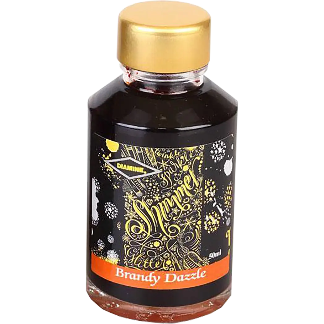 Diamine Shimmer Ink 50 ml Brandy Dazzle - Gold shimmer - Pen Boutique Ltd