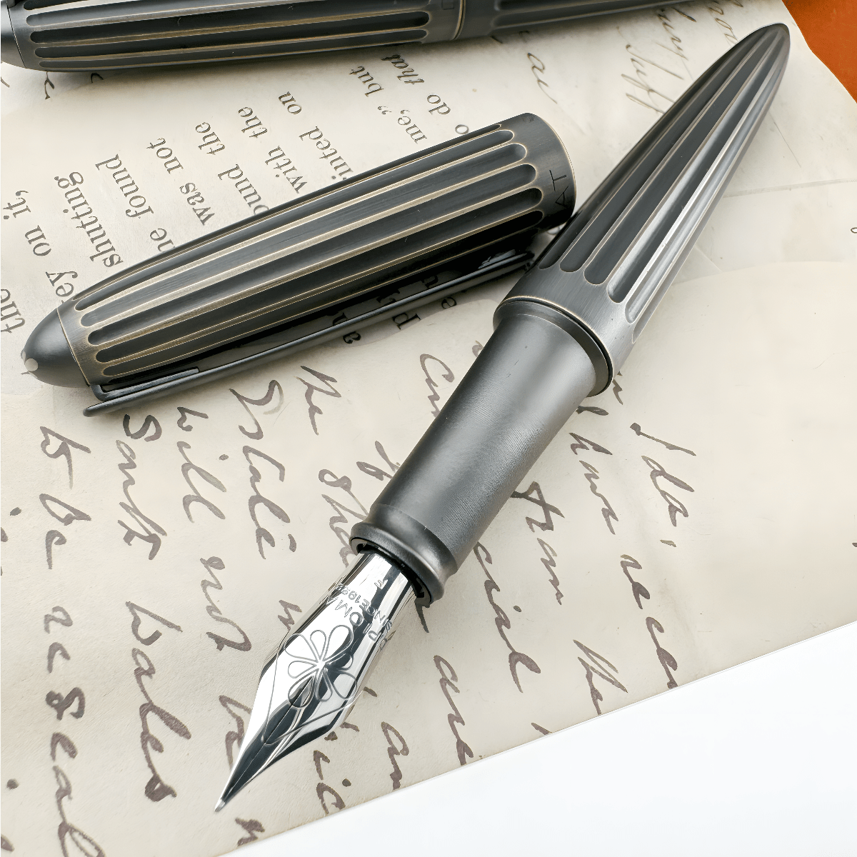 Diplomat Aero Stripes Fountain Pen - Oxyd Brass - 14K Nib - Pen Boutique Ltd