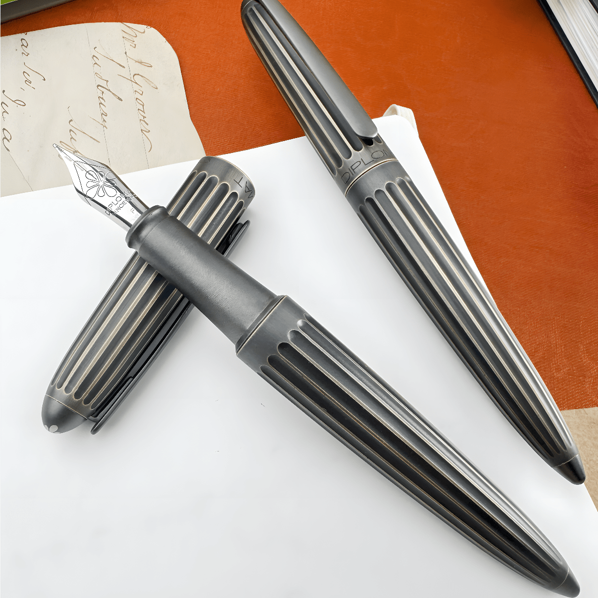 Diplomat Aero Stripes Fountain Pen - Oxyd Brass - 14K Nib - Pen Boutique Ltd