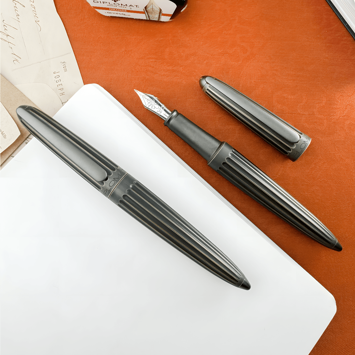 Diplomat Aero Stripes Fountain Pen - Oxyd Brass - 14K Nib - Pen Boutique Ltd