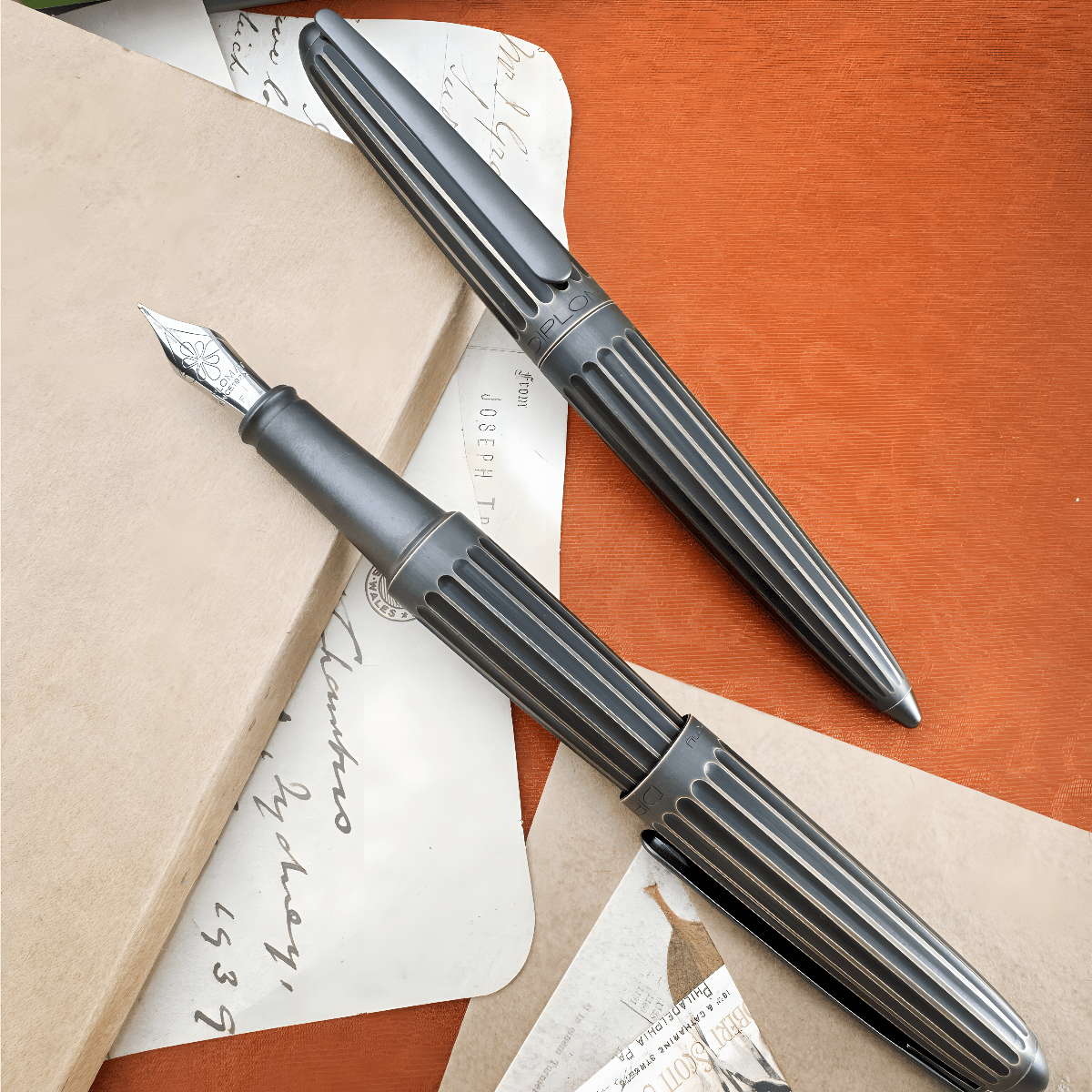 Diplomat Aero Stripes Fountain Pen - Oxyd Brass - 14K Nib - Pen Boutique Ltd
