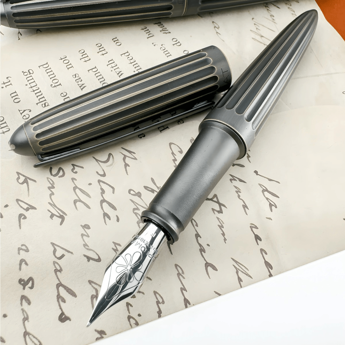 Diplomat Aero Stripes Fountain Pen - Oxyd Brass - Steel Nib - Pen Boutique Ltd