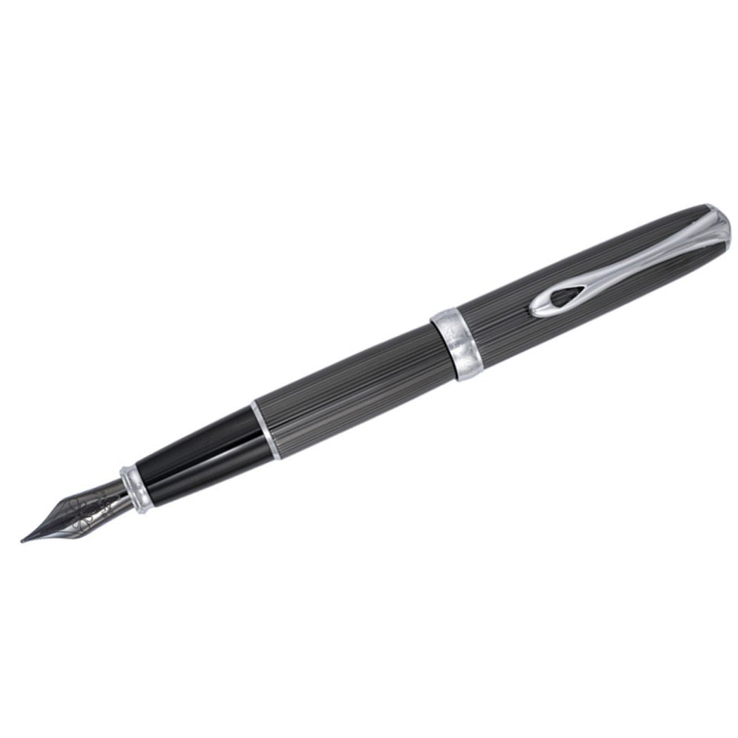 Diplomat Excellence A2 Guilloche Fountain Pen - Black/Chrome - Pen Boutique Ltd