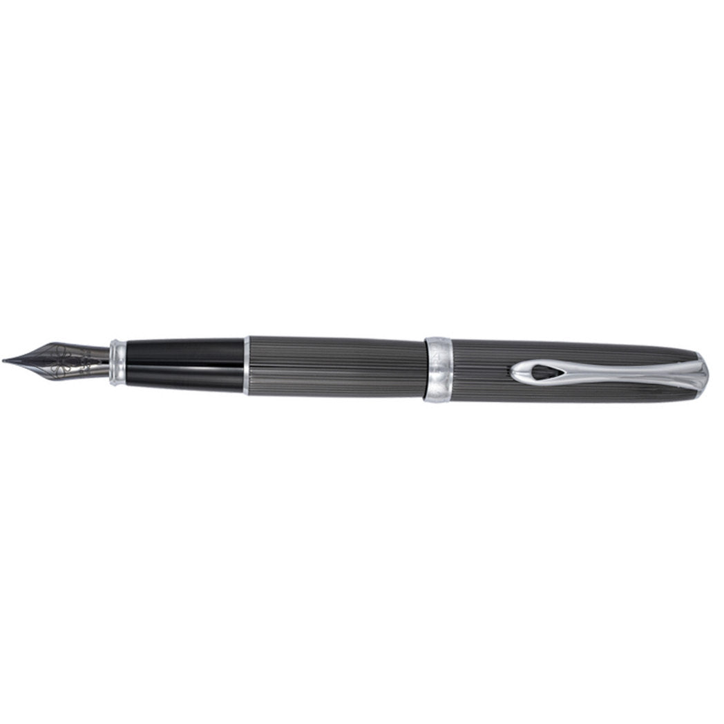 Diplomat Excellence A2 Guilloche Fountain Pen - Black/Chrome - Pen Boutique Ltd