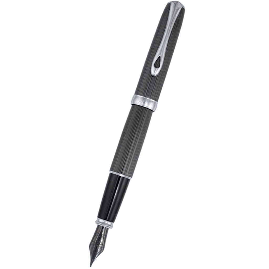 Diplomat Excellence A2 Guilloche Fountain Pen - Black/Chrome - Pen Boutique Ltd