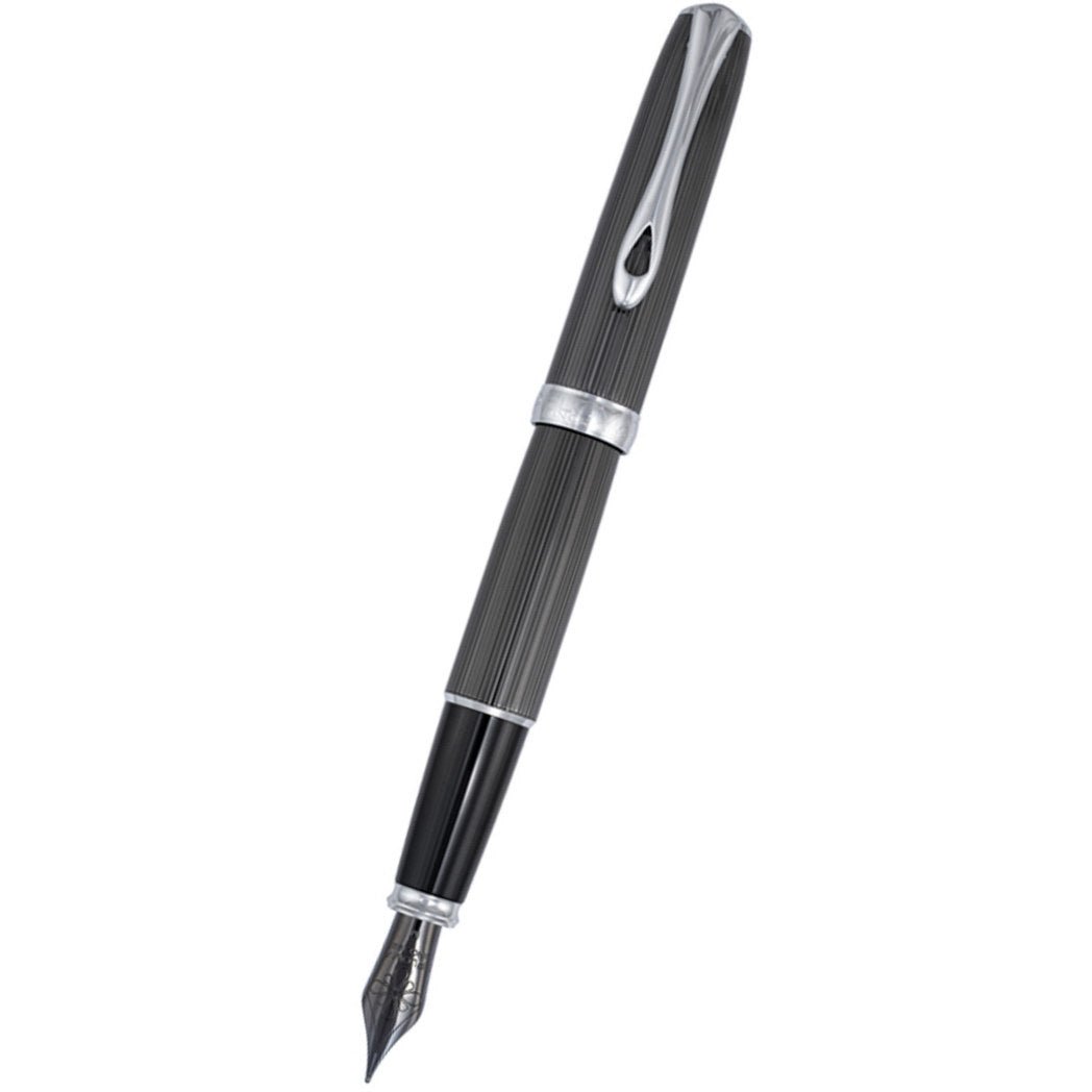Diplomat Excellence A2 Guilloche Fountain Pen - Black/Chrome - Pen Boutique Ltd