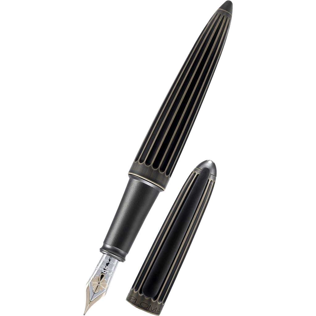 Diplomat Aero Stripes Fountain Pen - Oxyd Brass - 14K Nib - Pen Boutique Ltd
