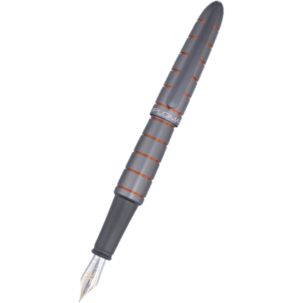 Diplomat Elox Ring Fountain Pen - Grey/Orange - 14K Nib - Pen Boutique Ltd