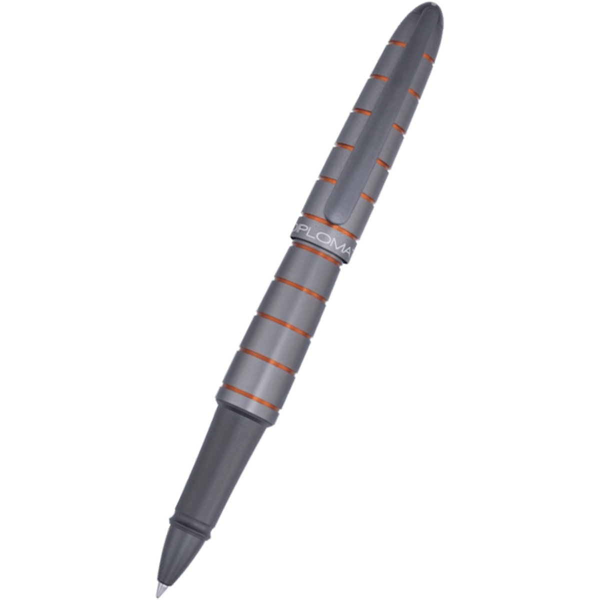 Diplomat Elox Ring Rollerball Pen - Grey/Orange - Pen Boutique Ltd
