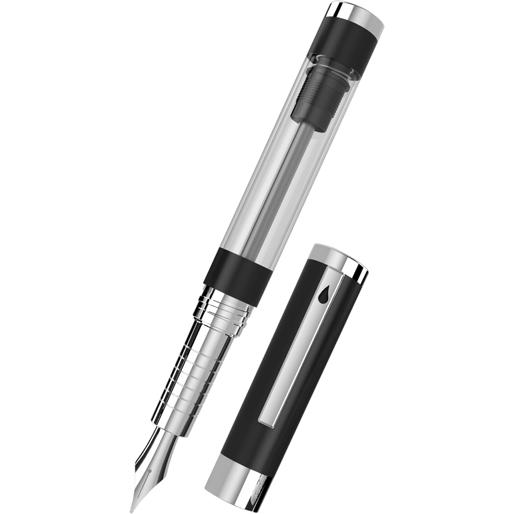 Diplomat Nexus Demo Fountain Pen - Black - Chrome Trim (Limited Edition) - Pen Boutique Ltd