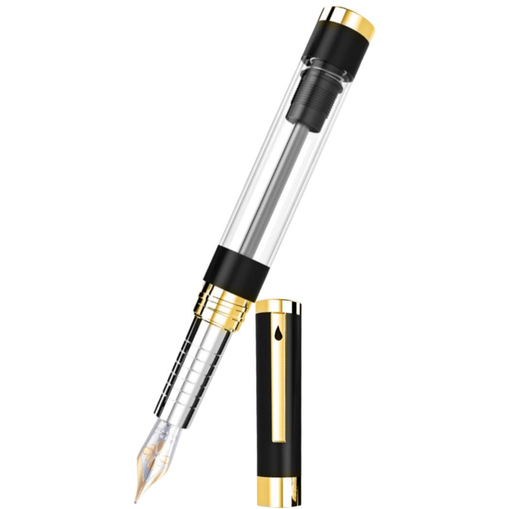 Diplomat Nexus Fountain Pen - Black - Gold Trim - 14K - Pen Boutique Ltd