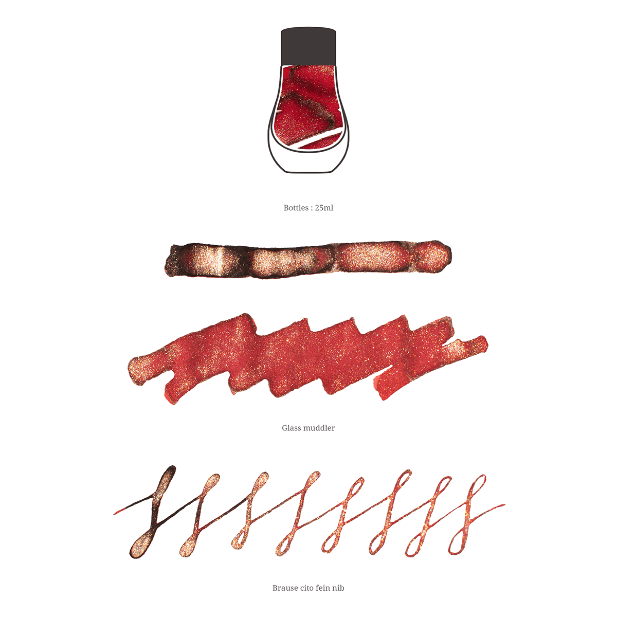 Dominant Industry Pearl Ink Bottle - Christmas Red - 25ml - Pen Boutique Ltd