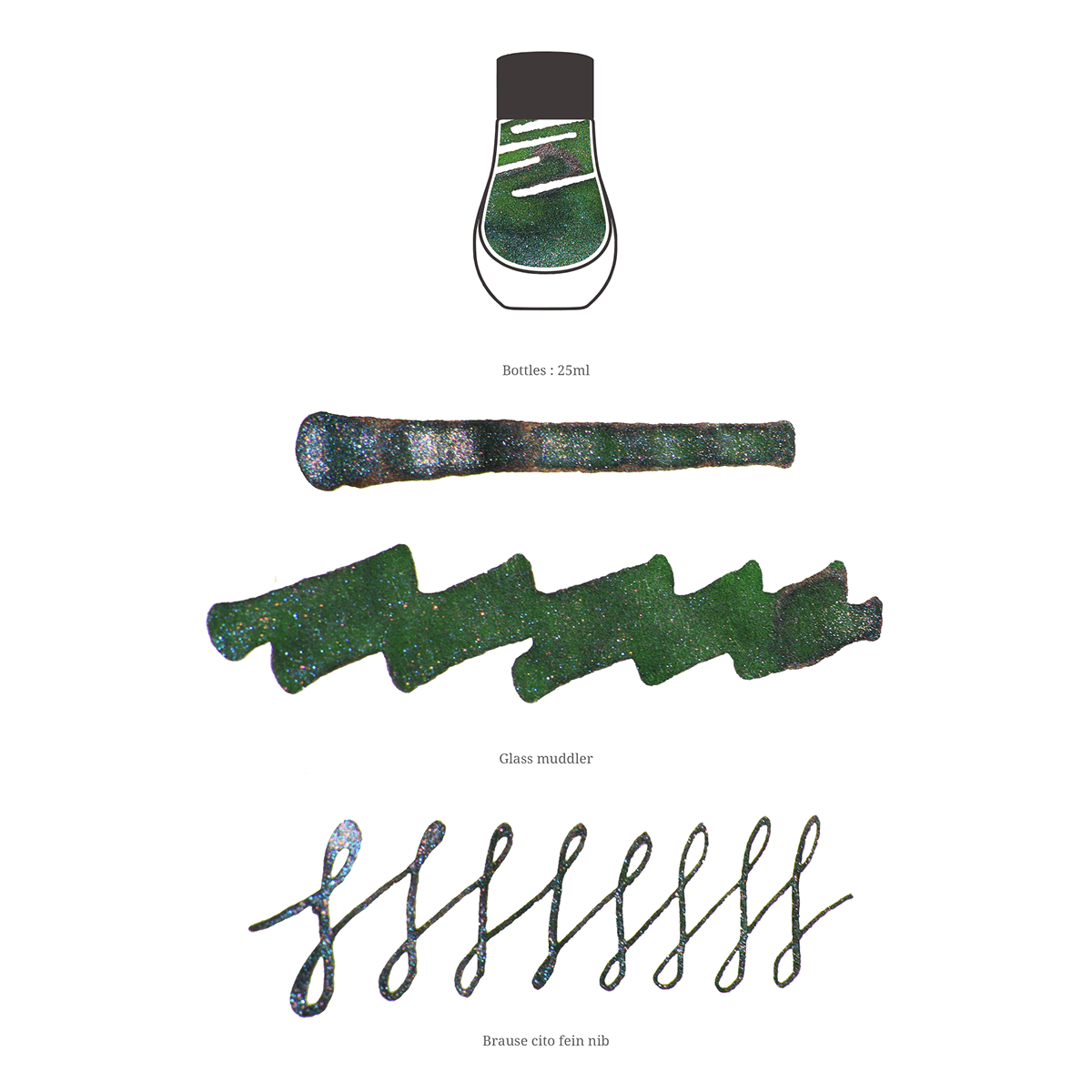 Dominant Industry Pearl Ink Bottle - Natural Green - 25ml - Pen Boutique Ltd