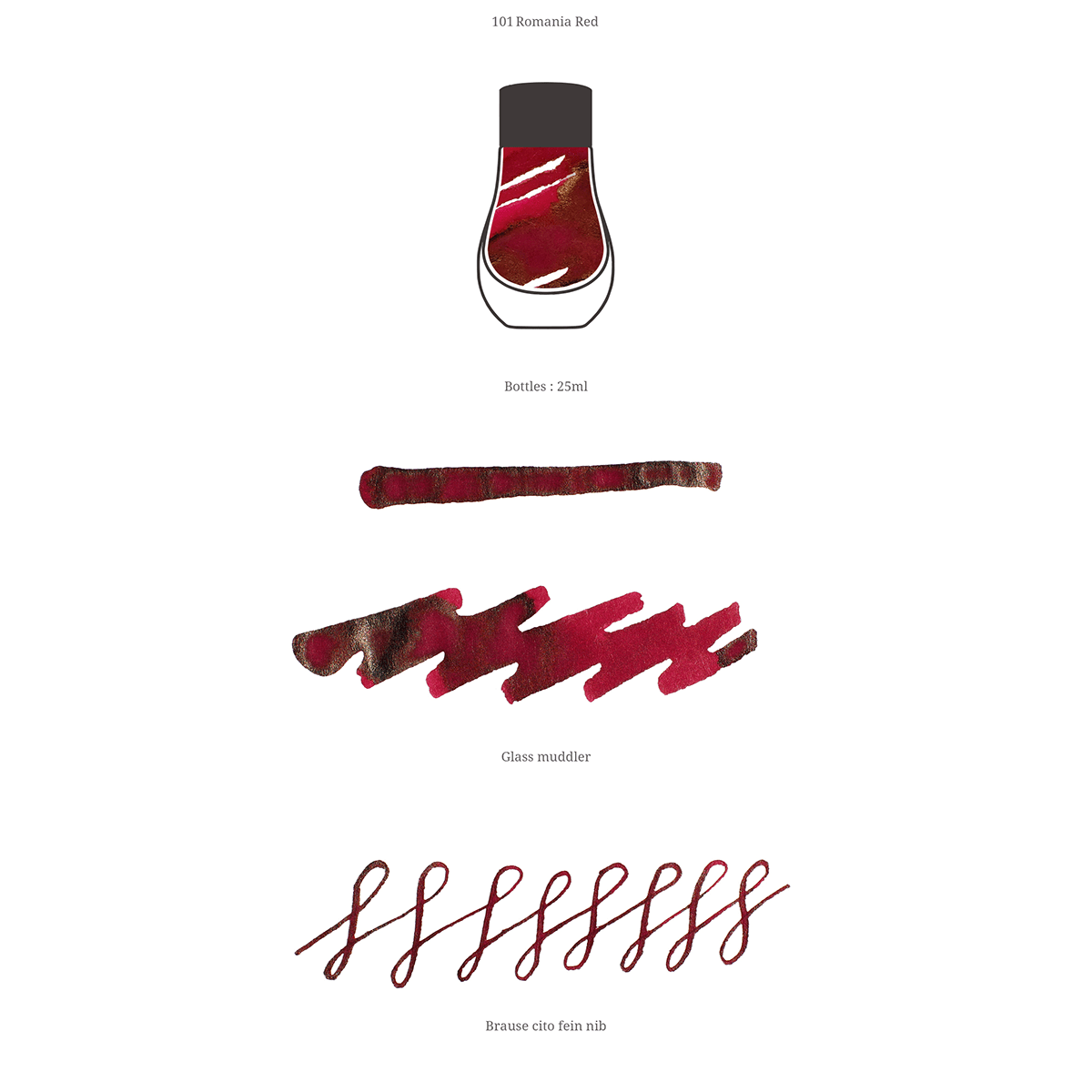 Dominant Industry Standard Ink Bottle - Romania Red - 25ml - Pen Boutique Ltd