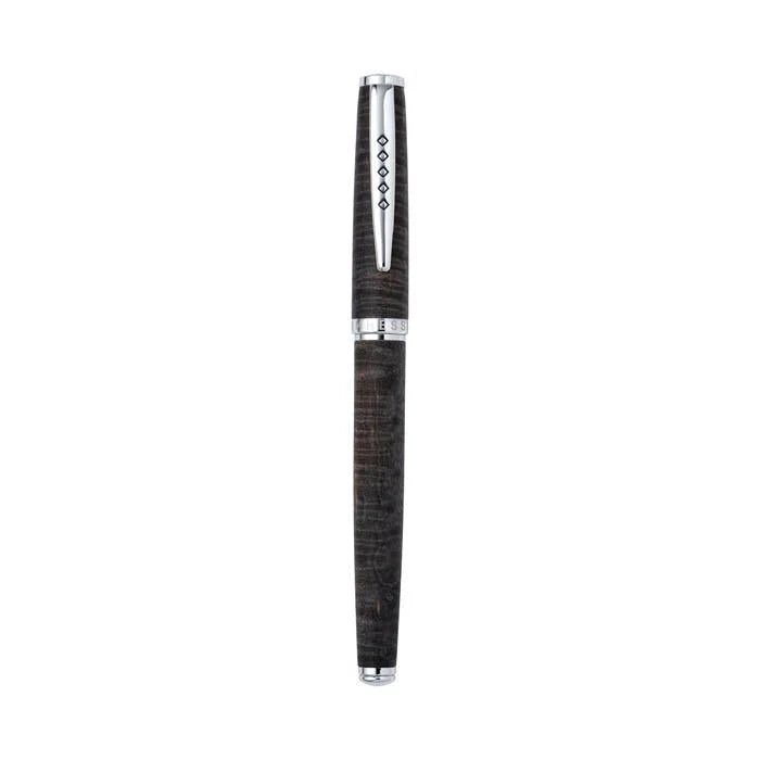 Tom Hessin Edinburgh "Stockbridge Stone" Rollerball Pen - Wooden Barrel, Chrome Trim - Pen Boutique Ltd