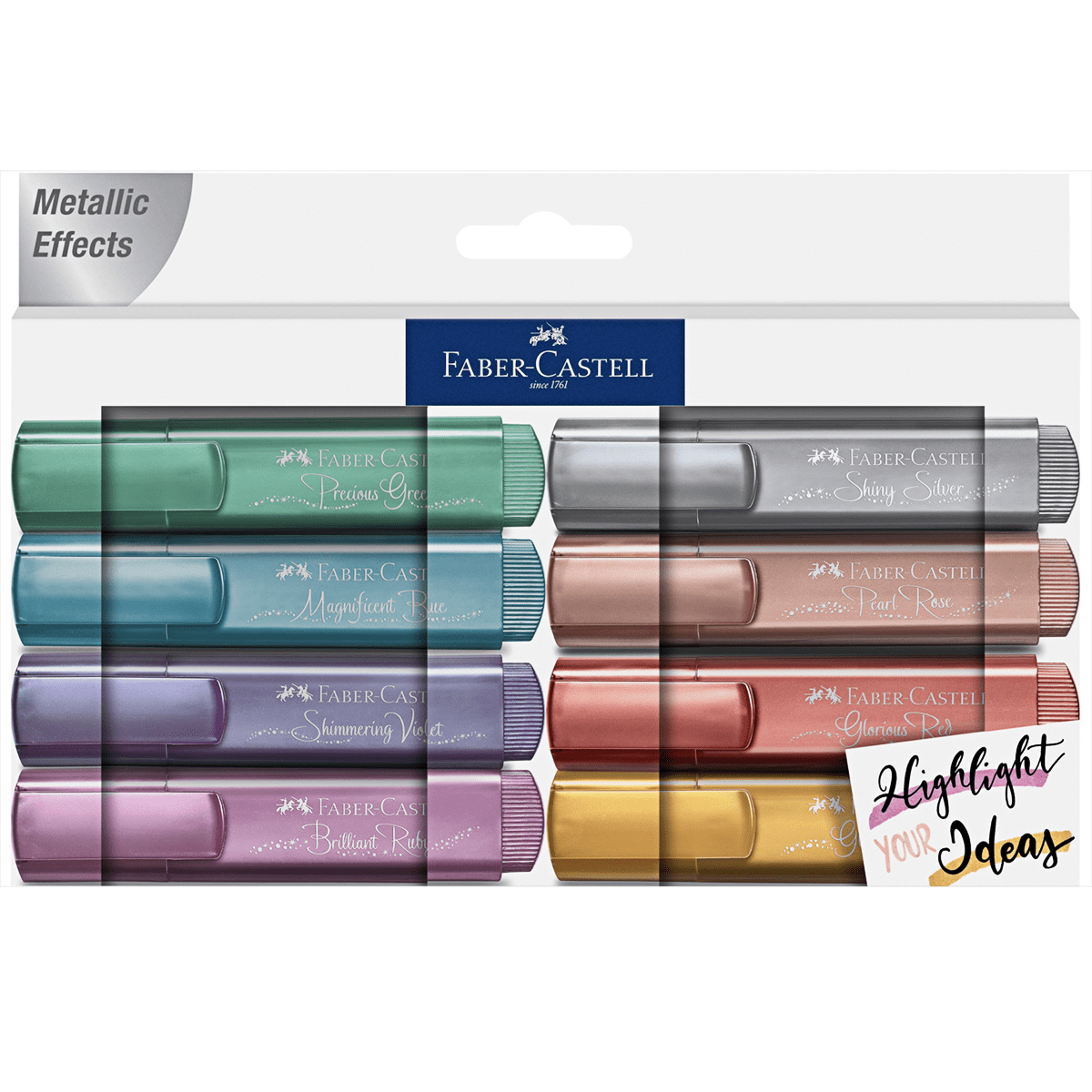 Faber - Castell Metallic Highlighter Textliner - Metallic Colors - Box of 8 - Pen Boutique Ltd