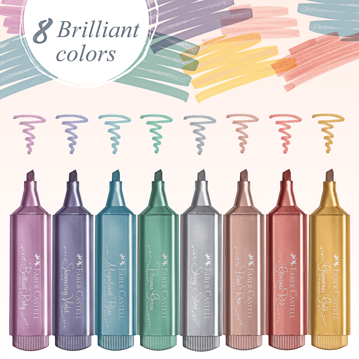 Faber - Castell Metallic Highlighter Textliner - Metallic Colors - Box of 8 - Pen Boutique Ltd