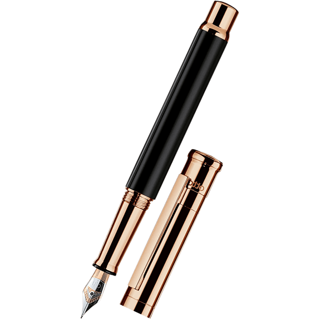 Faber - Castell x Otto Hutt Design 04 Fountain Pen - Black - Shiny Rose Gold Trim - Pen Boutique Ltd