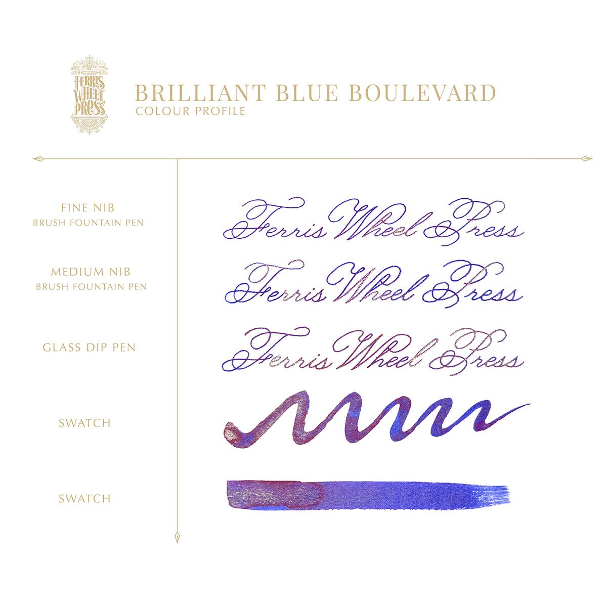 Ferris Wheel Press Ink Bottle - Brilliant Blue Boulevard - 10ml - Pen Boutique Ltd