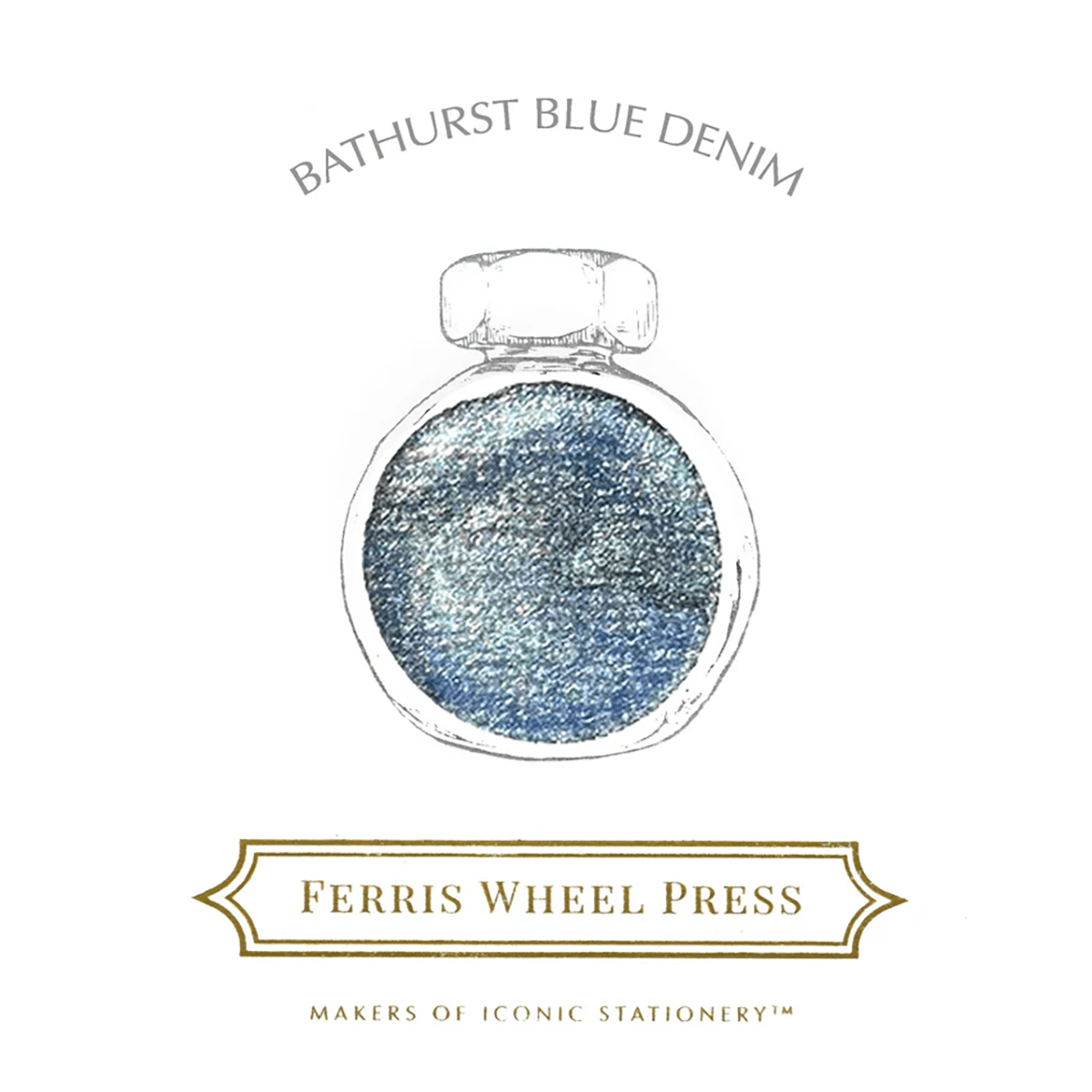 Ferris Wheel Press Ink Bottle - Bathurst Blue Denim - 38ml - Pen Boutique Ltd