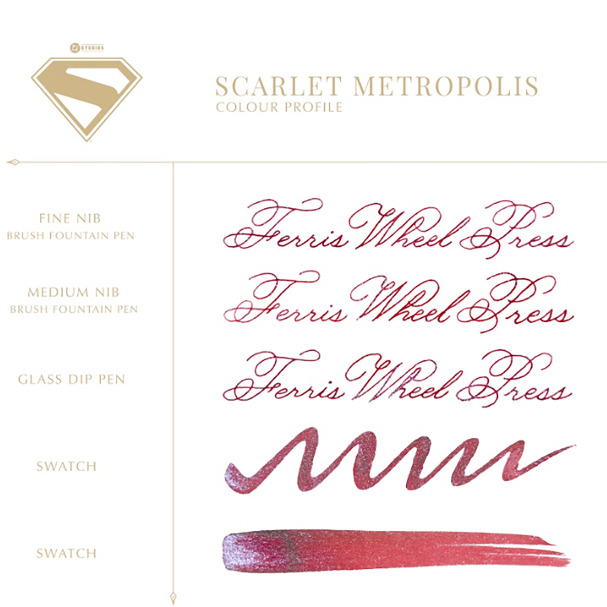 Ferris Wheel Press x Superman Ink Bottle - Scarlet Metropolis - 28ml - Pen Boutique Ltd