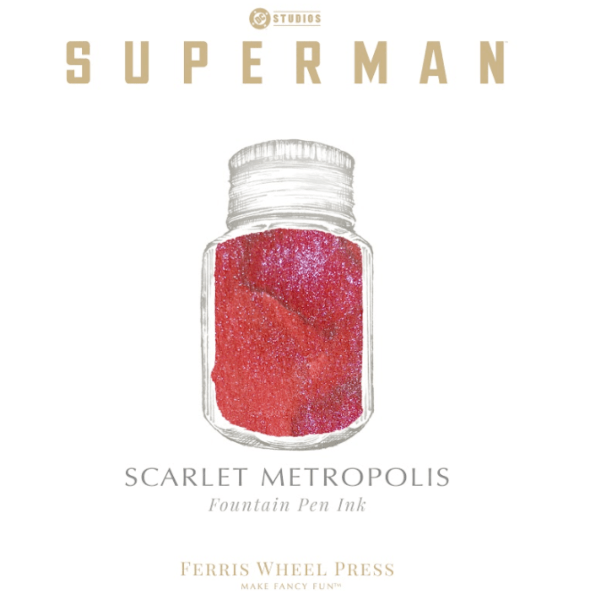 Ferris Wheel Press x Superman Ink Bottle - Scarlet Metropolis - 28ml - Pen Boutique Ltd