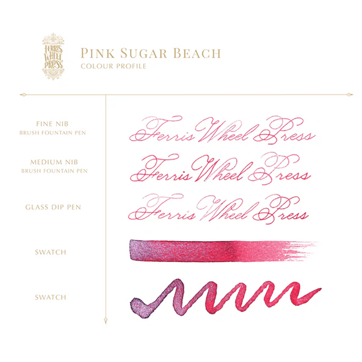 Ferris Wheel Press Ink Bottle - Pink Sugar Beach - 38ml - Pen Boutique Ltd