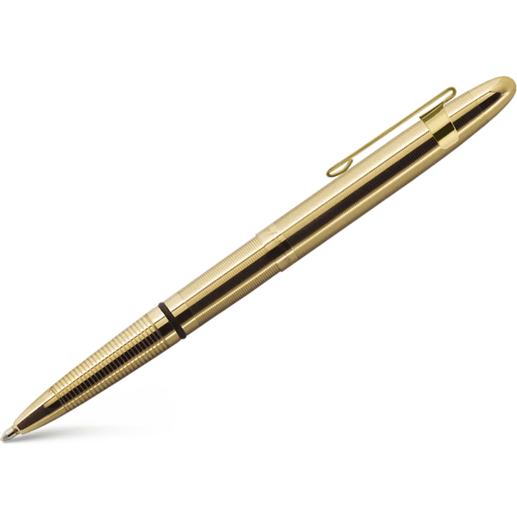 Fisher Space Pen Lacquered Brass with Clip Bullet Ballpoint Pen - Pen Boutique Ltd
