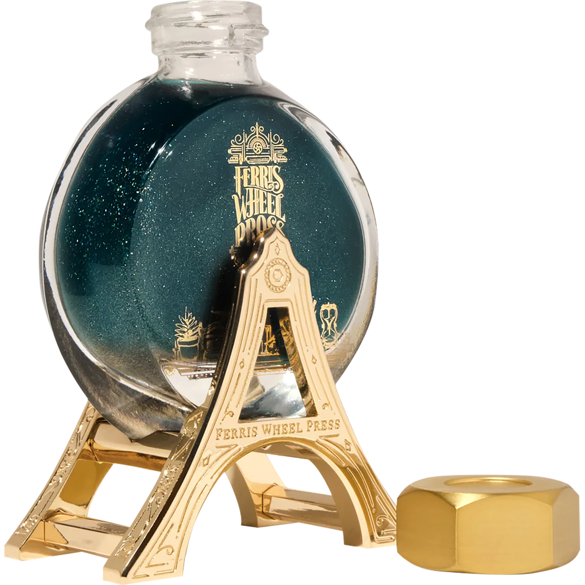 Ferris Wheel Press Ink Bottle - Carriage - 38ml (Gold Polished Edition)-Pen Boutique Ltd