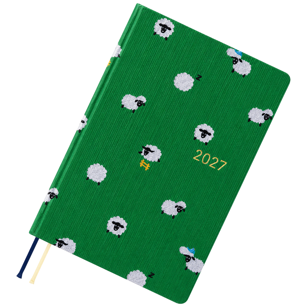 Hobonichi 2027 HON Light Hard Cover English Book - Bow & Tie: Sheep Sheep Sheep - A6 (January Start)-Pen Boutique Ltd