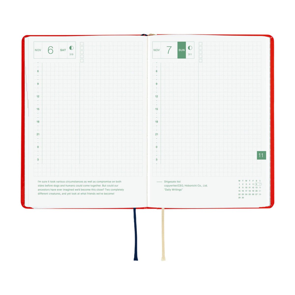 Hobonichi 2027 HON Light Hard Cover English Book - Yumi Kitagishi: White Cat and Rabbit’s Tea Room - A6 (January Start) - Pen Boutique Ltd