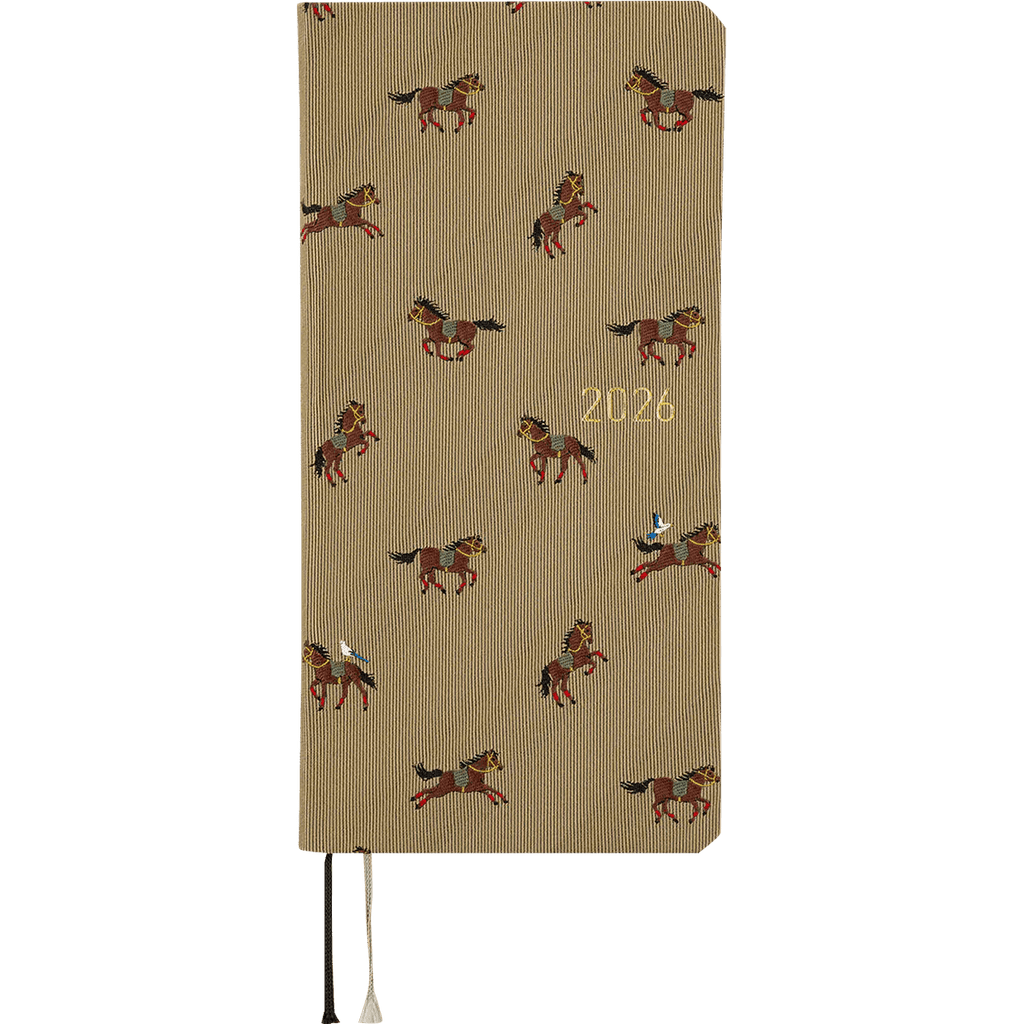 Hobonichi Light Hard Cover Japanese Book - Bow & Tie: Galloping Horses - Tall & Slim (Weeks - April Start) - Pen Boutique Ltd