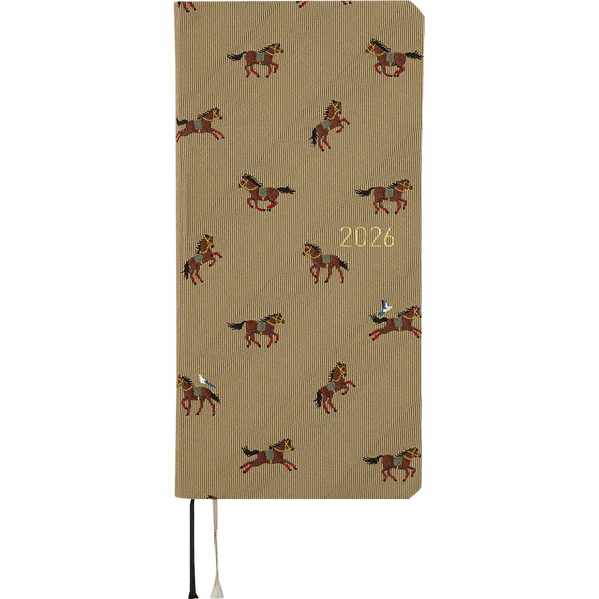 Hobonichi Light Hard Cover Japanese Book - Bow & Tie: Galloping Horses - Tall & Slim (Weeks - April Start) - Pen Boutique Ltd