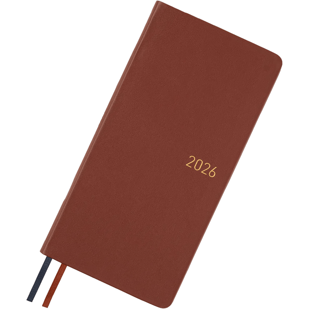 Hobonichi Light Hard Cover Japanese Book - Leather: Wine Brown - Tall & Slim (Weeks - April Start) - Pen Boutique Ltd