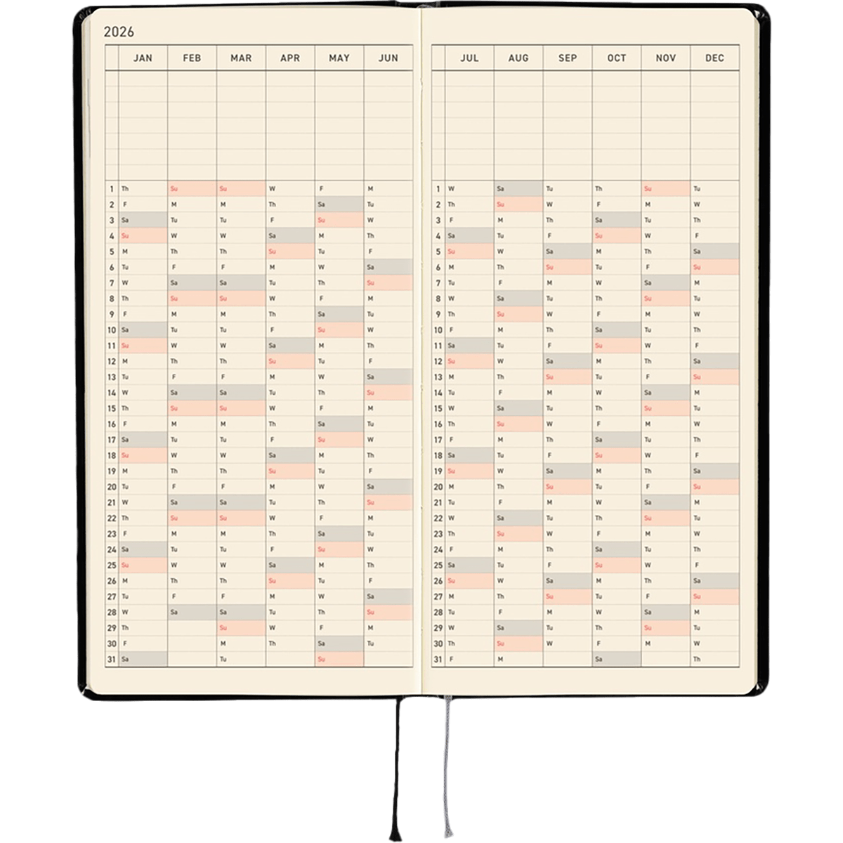 Hobonichi Light Hard Cover Japanese Book - Yumi Kitagishi: White Cat’s Daily Life - Tall & Slim (Weeks - April Start) - Pen Boutique Ltd
