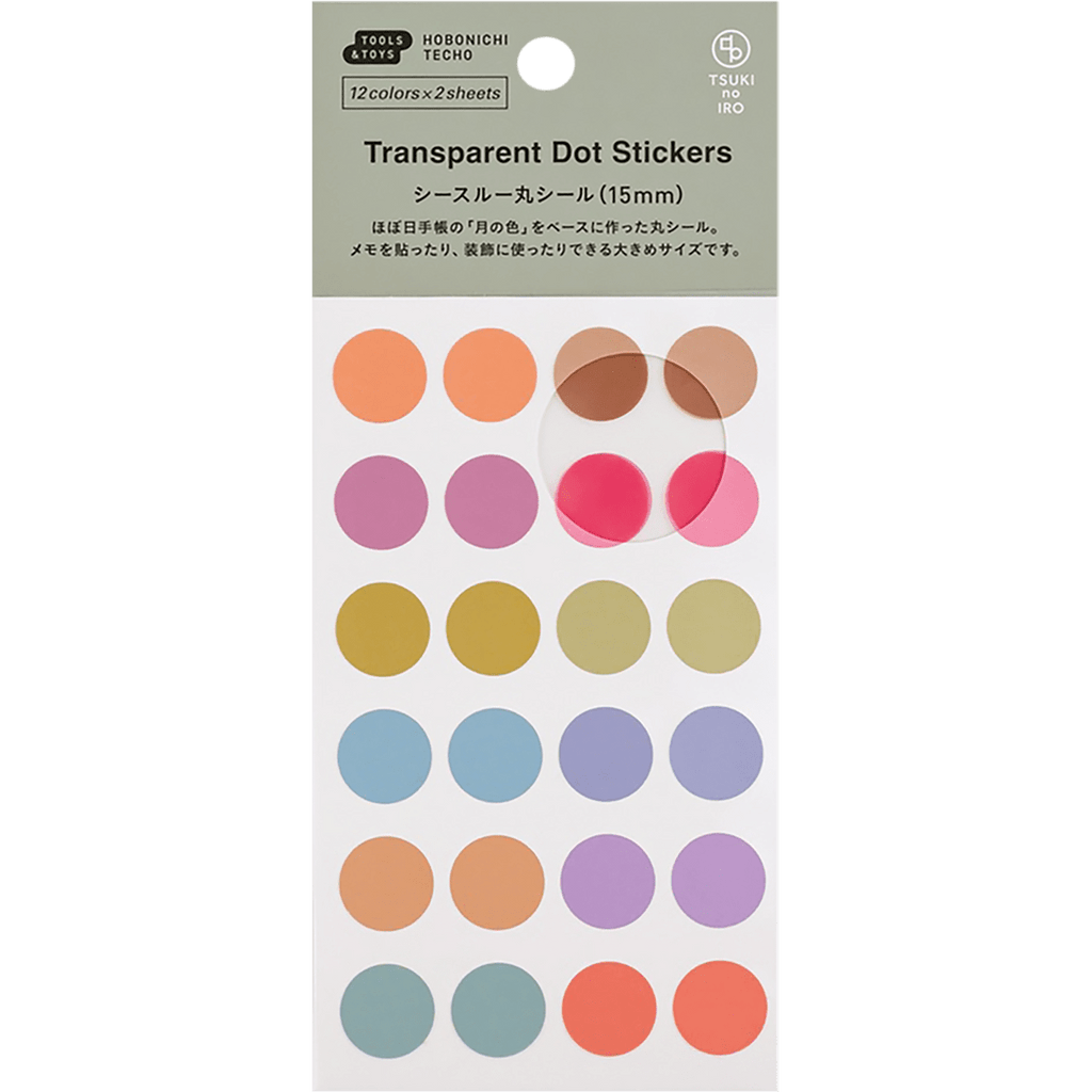 Hobonichi Transparent Dot Stickers - TSUKI no IRO (15mm) - Pen Boutique Ltd