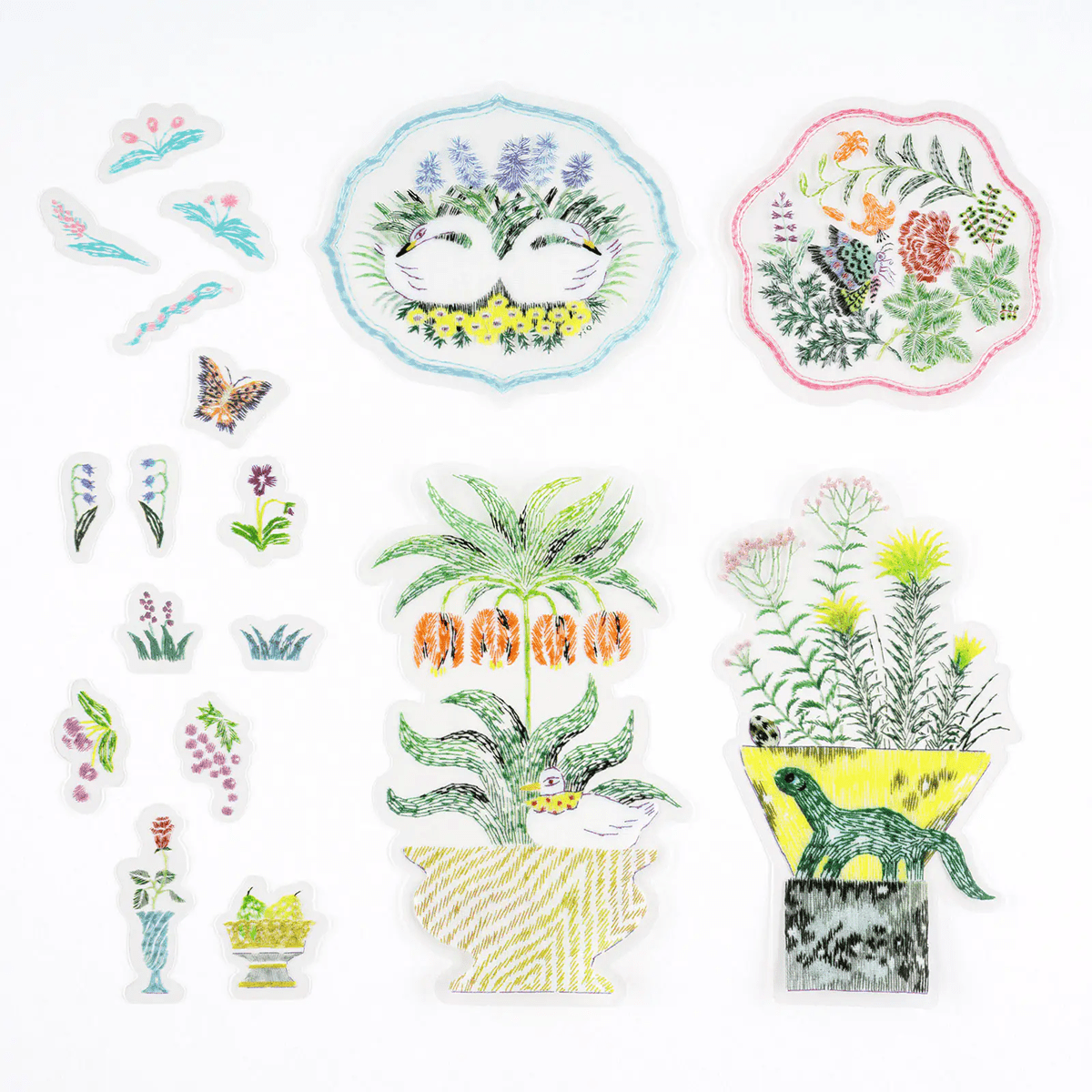 Hobonichi Transparent Embroidery Sticker Set - Iyo Okumi - My Garden - Pen Boutique Ltd