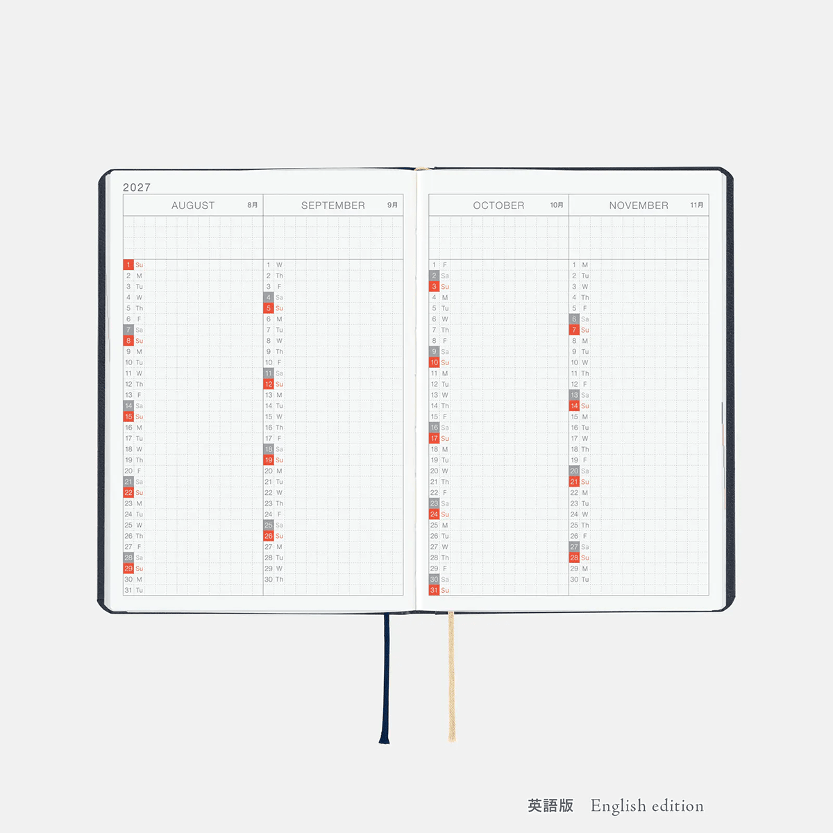 Hobonichi HON Light Hardcover Japanese Book - Slash Navy - A6 (January Start) - Pen Boutique Ltd