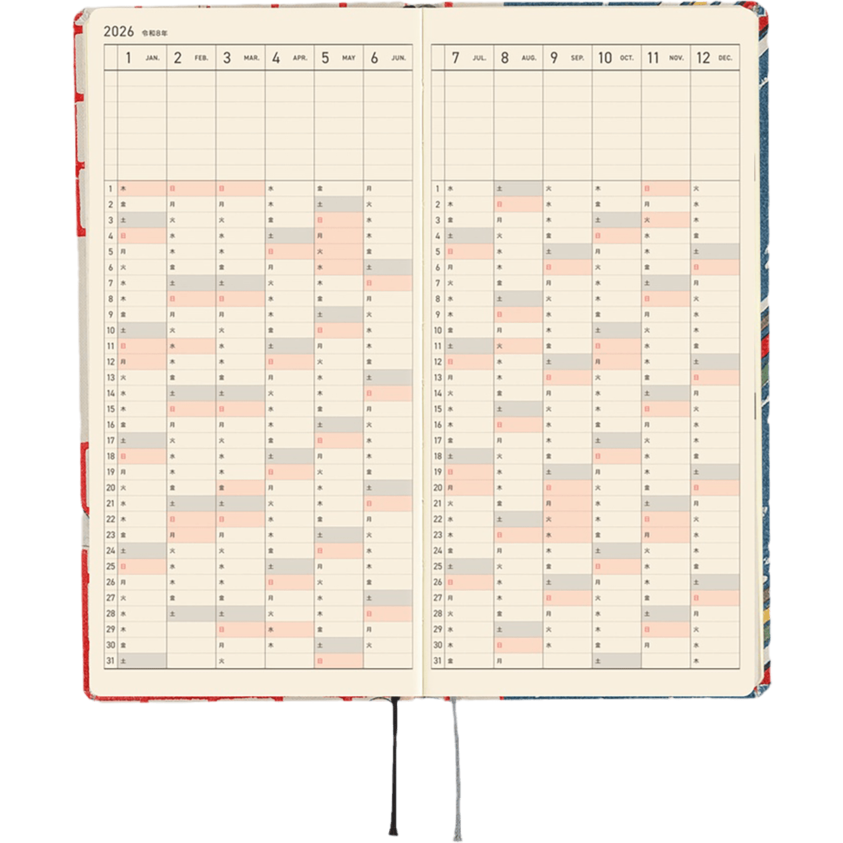 Hobonichi Light Hard Cover Japanese Book - Unsodo Bijutsukai: Blue Pigeons - Tall & Slim (Weeks - April Start) - Pen Boutique Ltd