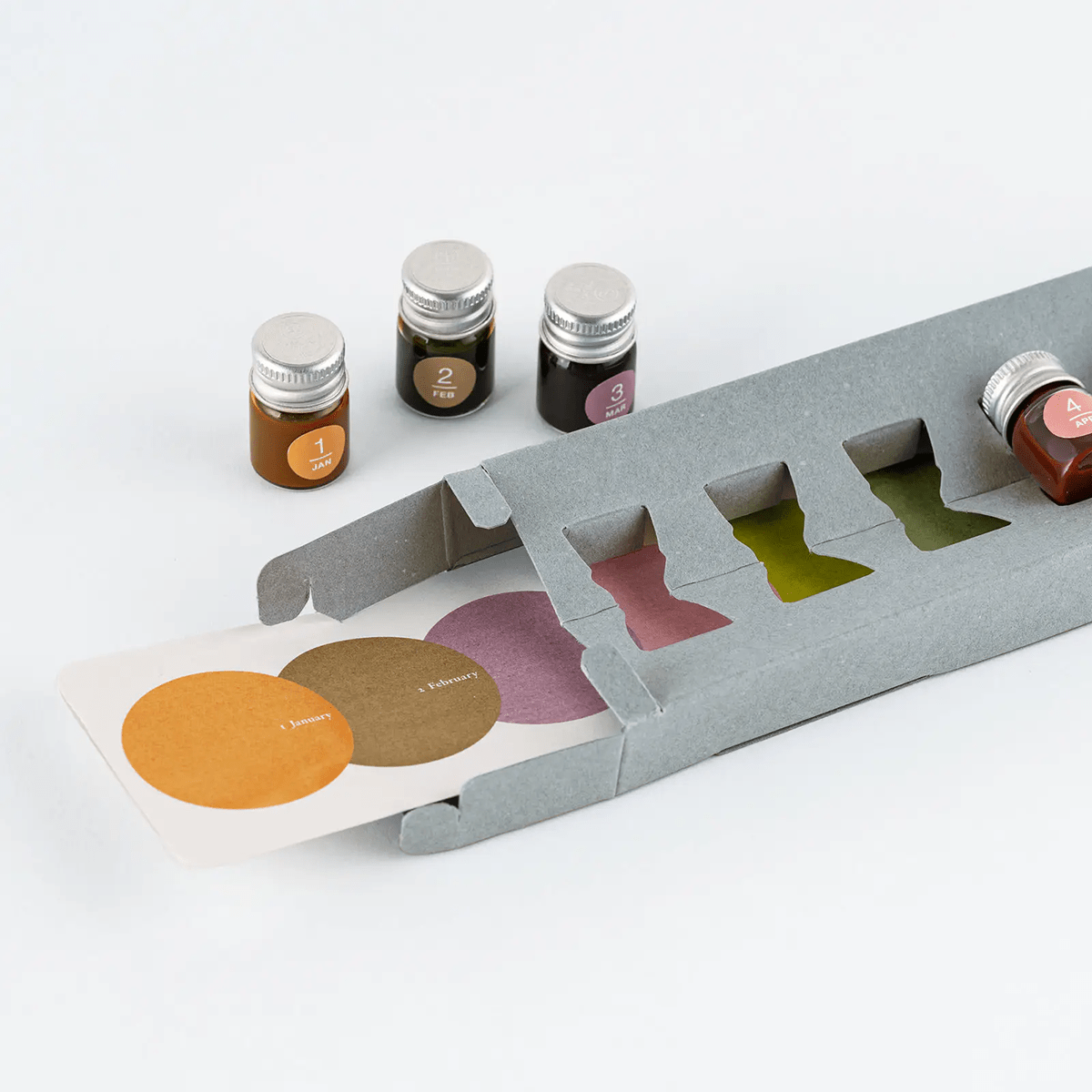Hobonichi Mini Ink Bottle Set - Kakimori x TSUKI no IRO (January - June) - Pen Boutique Ltd