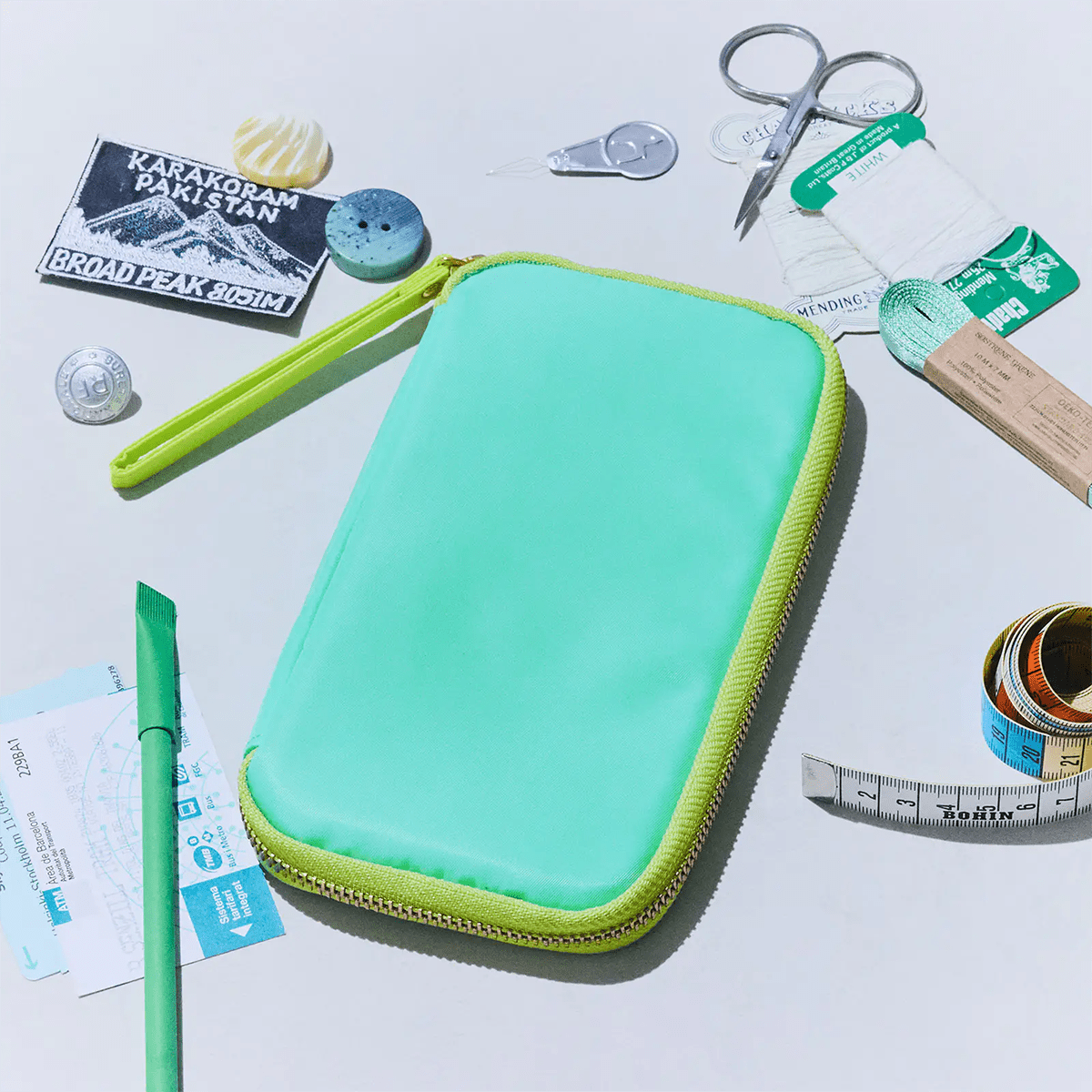 Hobonichi Small Drawer Pouch - Aqua Lime - Pen Boutique Ltd