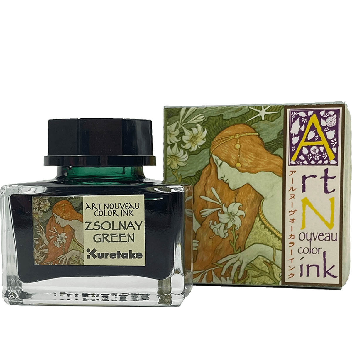 Kuretake Art Nouveau Ink Bottle - Zsolnay Green - Pen Boutique Ltd