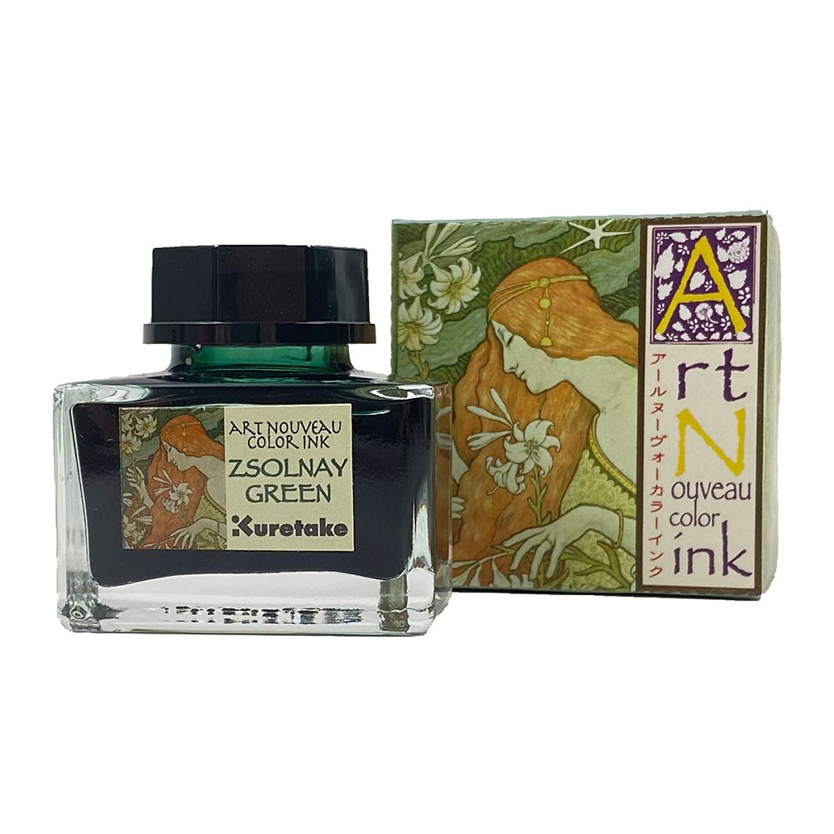 Kuretake Art Nouveau Ink Bottle - Zsolnay Green - Pen Boutique Ltd