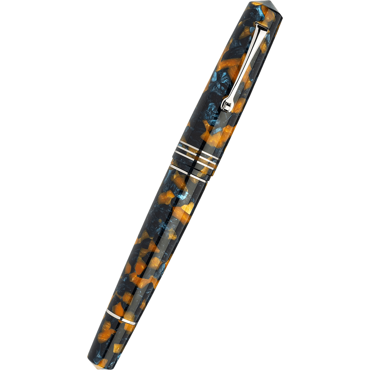Leonardo Momento Zero Grande 2.0 Fountain Pen - Crepuscolo Marino - Chrome Trim - 8 Steel Nib - Pen Boutique Ltd