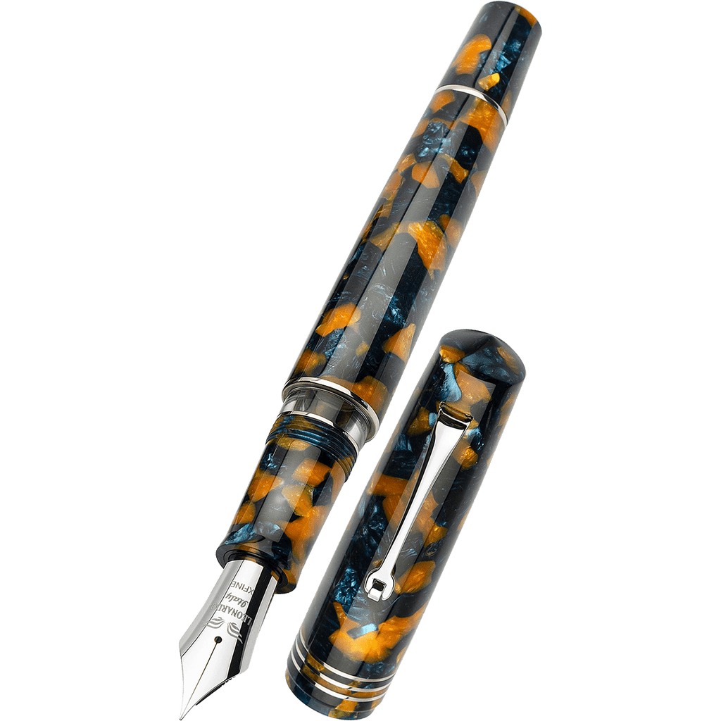 Leonardo Momento Zero Grande 2.0 Fountain Pen - Crepuscolo Marino - Chrome Trim - 8 Steel Nib - Pen Boutique Ltd
