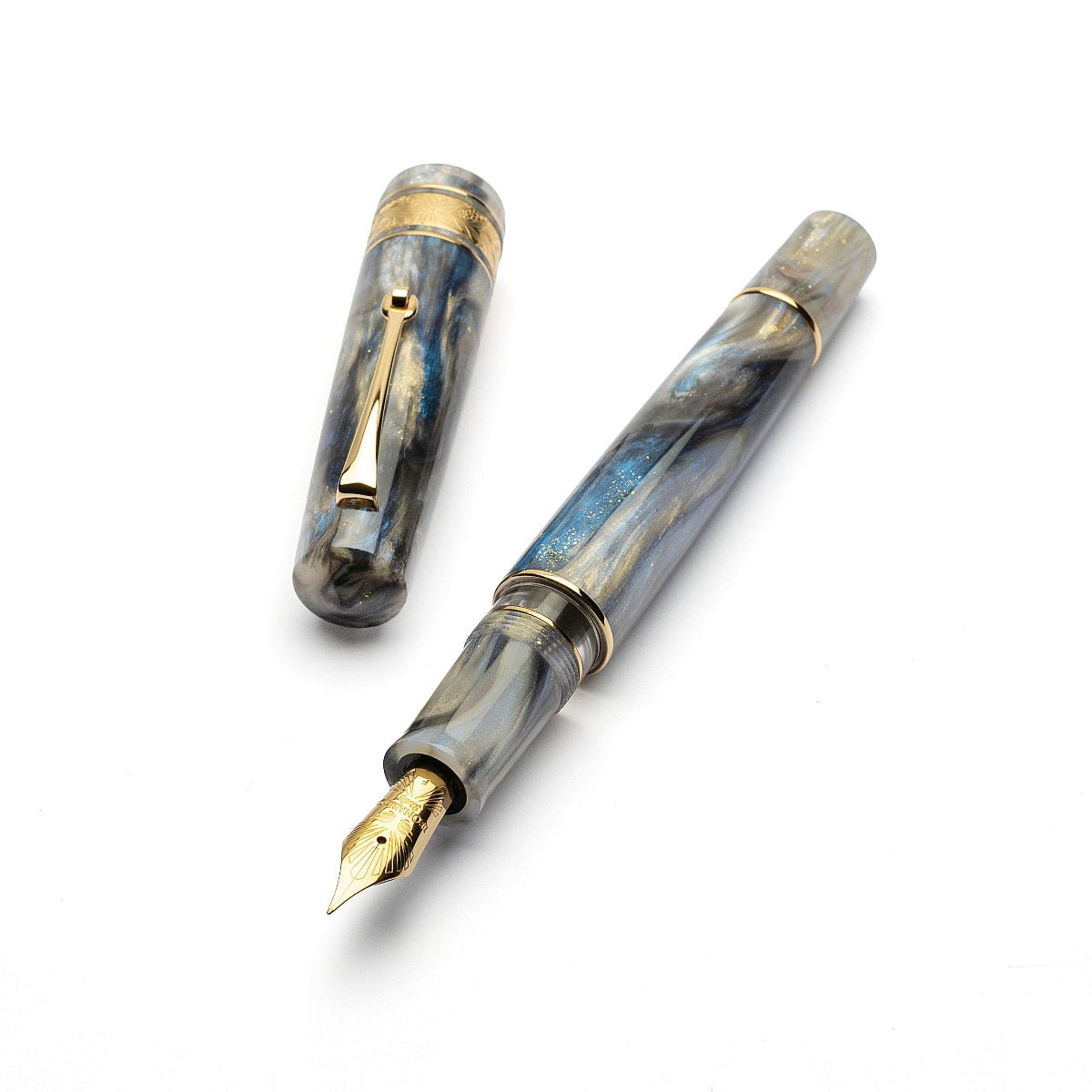 Leonardo Momento Zero Grande 2.0 Fountain Pen - The Power of Flower - Orchidea Blue - Gold Trim (Limited Edition) - Pen Boutique Ltd