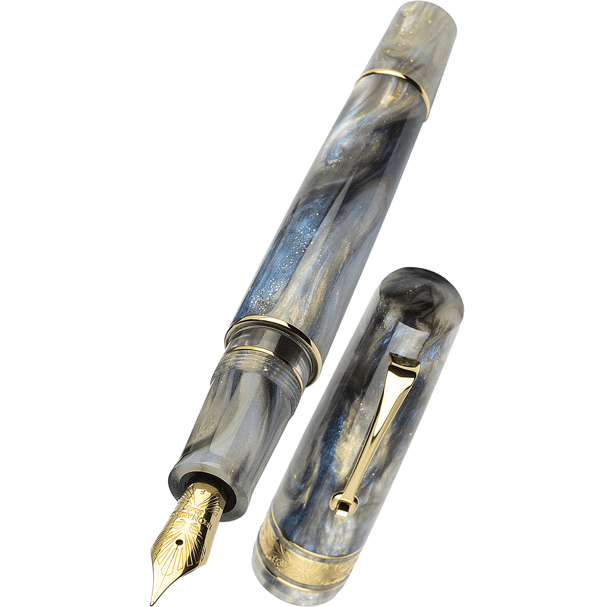 Leonardo Momento Zero Grande 2.0 Fountain Pen - The Power of Flower - Orchidea Blue - Gold Trim (Limited Edition) - Pen Boutique Ltd