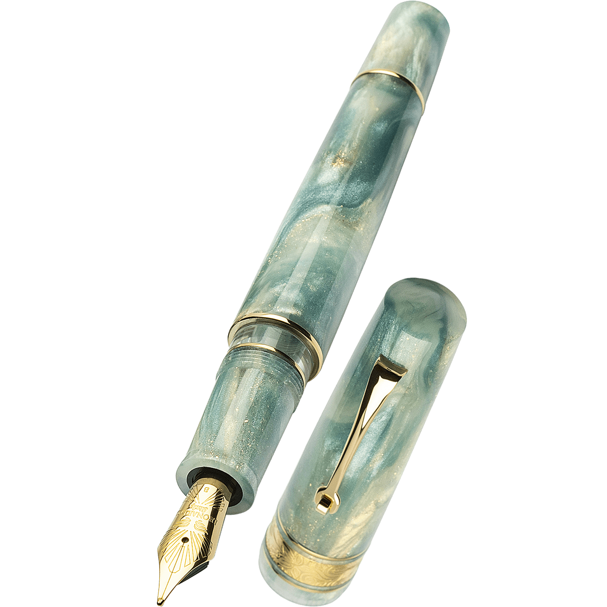 Leonardo Momento Zero Grande 2.0 Fountain Pen - The Power of Flower - Ortensia - Gold Trim (Limited Edition) - Pen Boutique Ltd