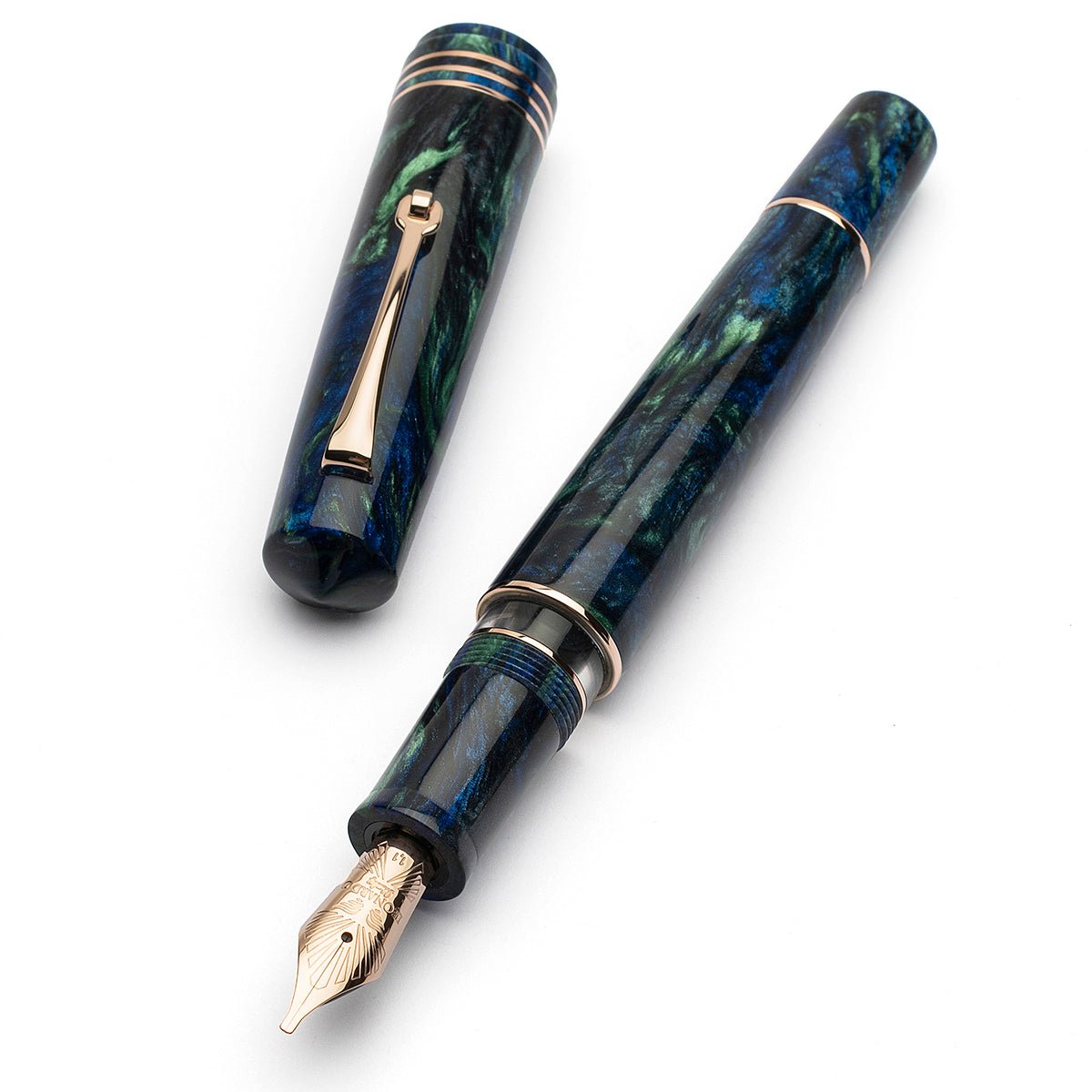 Leonardo Momento Zero Grande 2.0 Fountain Pen - The Power of Flower - Fiordaliso Blue - Rose Gold Trim (Limited Edition) - Pen Boutique Ltd