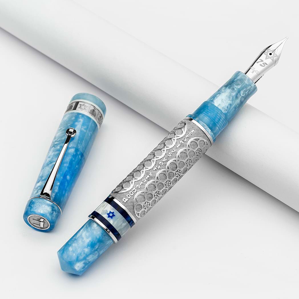 Leonardo Israel 75 Years Fountain Pen - Chai 1ks - Silver Trim (Numbered Limited Edition) - Pen Boutique Ltd